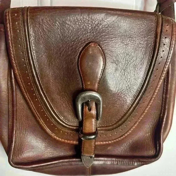 Vintage Brighton Mission Bay Flap Saddle Bag, Brown Leather - Picture 1 of 8